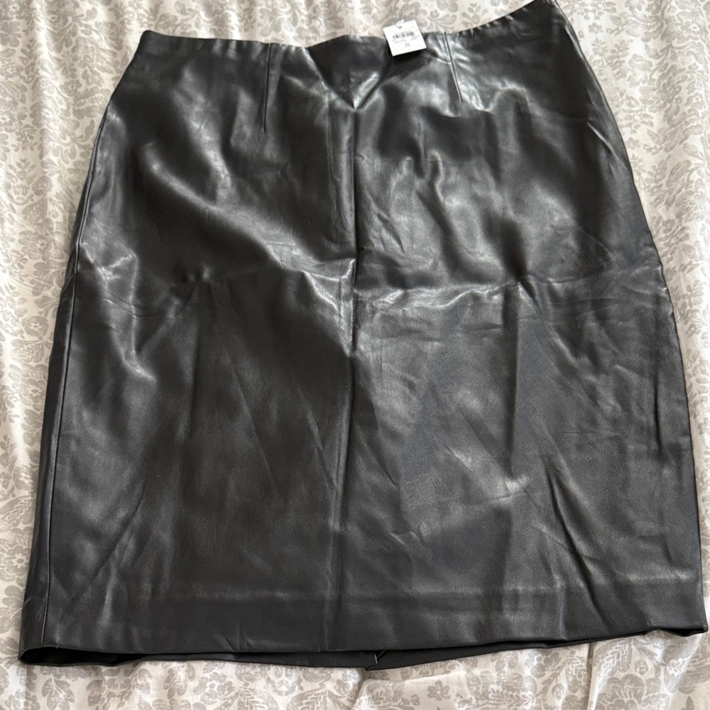 Ann Taylor Black Leather Pencil Skirt